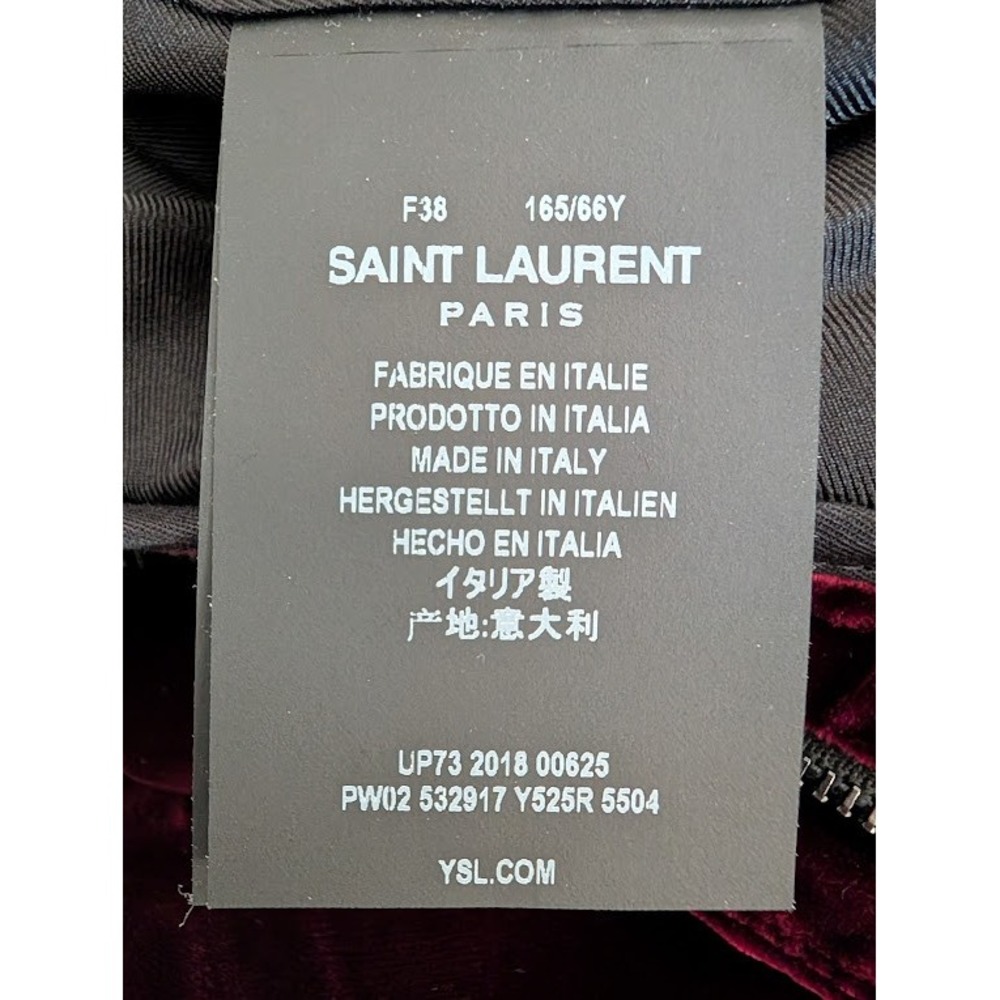 NWT SAINT LAURENT Velvet Flare Pants Burgundy Women's Size 38 FR/US6 - Picture 7 of 10